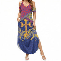 Armenia Summer Maxi Dress Golden Eagle And Lion Khachkar