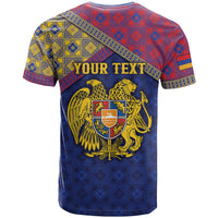Personalized Armenia T Shirt Golden Eagle And Lion Khachkar