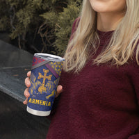Personalized Armenia Tumbler Cup Golden Eagle And Lion Khachkar