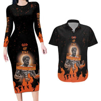 Ancient Greek Hephaestus Couples Matching Long Sleeve Bodycon Dress and Hawaiian Shirt God Of Fire - Wonder Print Shop