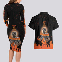 Ancient Greek Hephaestus Couples Matching Long Sleeve Bodycon Dress and Hawaiian Shirt God Of Fire - Wonder Print Shop