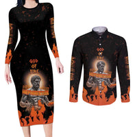 Ancient Greek Hephaestus Couples Matching Long Sleeve Bodycon Dress and Long Sleeve Button Shirt God Of Fire - Wonder Print Shop