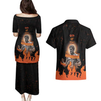 Ancient Greek Hephaestus Couples Matching Puletasi and Hawaiian Shirt God Of Fire - Wonder Print Shop