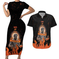 Ancient Greek Hephaestus Couples Matching Short Sleeve Bodycon Dress and Hawaiian Shirt God Of Fire - Wonder Print Shop