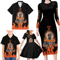 Ancient Greek Hephaestus Family Matching Long Sleeve Bodycon Dress and Hawaiian Shirt God Of Fire - Wonder Print Shop