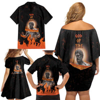 Ancient Greek Hephaestus Family Matching Off Shoulder Short Dress and Hawaiian Shirt God Of Fire - Wonder Print Shop