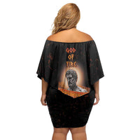 Ancient Greek Hephaestus Family Matching Off Shoulder Short Dress and Hawaiian Shirt God Of Fire - Wonder Print Shop