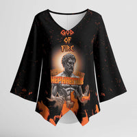Ancient Greek Hephaestus Kimono Sleeve Blouse God Of Fire - Wonder Print Shop