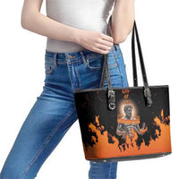 Ancient Greek Hephaestus Leather Tote Bag God Of Fire - Wonder Print Shop