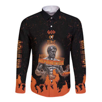Ancient Greek Hephaestus Long Sleeve Button Shirt God Of Fire - Wonder Print Shop