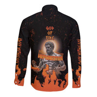 Ancient Greek Hephaestus Long Sleeve Button Shirt God Of Fire - Wonder Print Shop