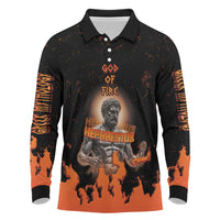 Ancient Greek Hephaestus Long Sleeve Polo Shirt God Of Fire - Wonder Print Shop