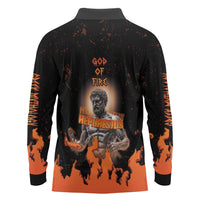 Ancient Greek Hephaestus Long Sleeve Polo Shirt God Of Fire - Wonder Print Shop