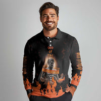 Ancient Greek Hephaestus Long Sleeve Polo Shirt God Of Fire - Wonder Print Shop
