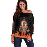Ancient Greek Hephaestus Off Shoulder Sweater God Of Fire - Wonder Print Shop