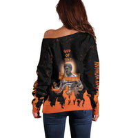 Ancient Greek Hephaestus Off Shoulder Sweater God Of Fire - Wonder Print Shop