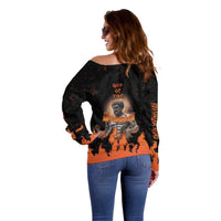Ancient Greek Hephaestus Off Shoulder Sweater God Of Fire - Wonder Print Shop