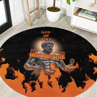 Ancient Greek Hephaestus Round Carpet God Of Fire - Wonder Print Shop