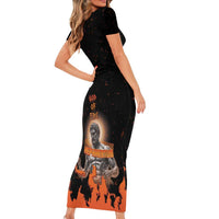 Ancient Greek Hephaestus Short Sleeve Bodycon Dress God Of Fire - Wonder Print Shop