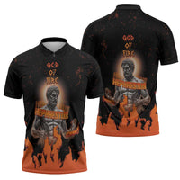 Ancient Greek Hephaestus Zipper Polo Shirt God Of Fire - Wonder Print Shop