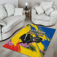 Ecuador Area Rug Andean Condor With Phalaenopsis Orchid - Wonder Print Shop
