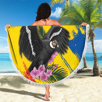 Ecuador Beach Blanket Andean Condor With Phalaenopsis Orchid - Wonder Print Shop