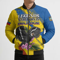 Personalized Ecuador Bomber Puffer Jacket Andean Condor With Phalaenopsis Orchid - Wonder Print Shop