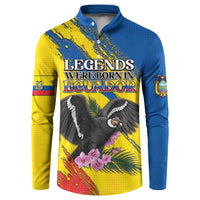 Personalized Ecuador Button Sweatshirt Andean Condor With Phalaenopsis Orchid - Wonder Print Shop