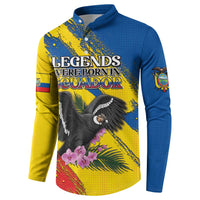Personalized Ecuador Button Sweatshirt Andean Condor With Phalaenopsis Orchid - Wonder Print Shop