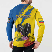Personalized Ecuador Button Sweatshirt Andean Condor With Phalaenopsis Orchid - Wonder Print Shop