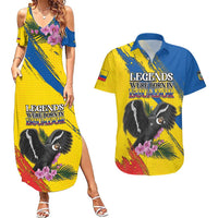 Personalized Ecuador Couples Matching Summer Maxi Dress and Hawaiian Shirt Andean Condor With Phalaenopsis Orchid - Wonder Print Shop