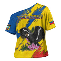 Personalized Ecuador Cross Shoulder Shirt Andean Condor With Phalaenopsis Orchid - Wonder Print Shop