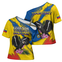 Personalized Ecuador Cross Shoulder Shirt Andean Condor With Phalaenopsis Orchid - Wonder Print Shop