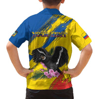 Personalized Ecuador Family Matching Off The Shoulder Long Sleeve Dress and Hawaiian Shirt Andean Condor With Phalaenopsis Orchid - Wonder Print Shop