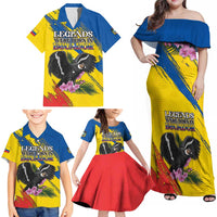 Personalized Ecuador Family Matching Off Shoulder Maxi Dress and Hawaiian Shirt Andean Condor With Phalaenopsis Orchid - Wonder Print Shop