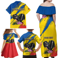 Personalized Ecuador Family Matching Off Shoulder Maxi Dress and Hawaiian Shirt Andean Condor With Phalaenopsis Orchid - Wonder Print Shop