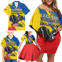 Personalized Ecuador Family Matching Off Shoulder Short Dress and Hawaiian Shirt Andean Condor With Phalaenopsis Orchid - Wonder Print Shop