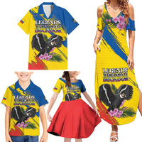 Personalized Ecuador Family Matching Summer Maxi Dress and Hawaiian Shirt Andean Condor With Phalaenopsis Orchid - Wonder Print Shop