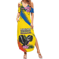 Personalized Ecuador Family Matching Summer Maxi Dress and Hawaiian Shirt Andean Condor With Phalaenopsis Orchid - Wonder Print Shop