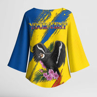Personalized Ecuador Kimono Sleeve Blouse Andean Condor With Phalaenopsis Orchid - Wonder Print Shop