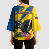 Personalized Ecuador Kimono Sleeve Blouse Andean Condor With Phalaenopsis Orchid - Wonder Print Shop
