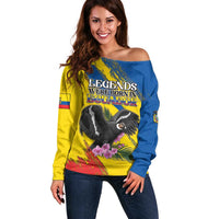 Personalized Ecuador Off Shoulder Sweater Andean Condor With Phalaenopsis Orchid - Wonder Print Shop
