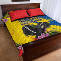 Ecuador Quilt Bed Set Andean Condor With Phalaenopsis Orchid - Wonder Print Shop