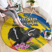 Ecuador Round Carpet Andean Condor With Phalaenopsis Orchid - Wonder Print Shop
