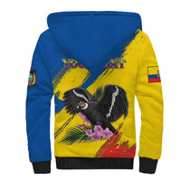 Personalized Ecuador Sherpa Hoodie Andean Condor With Phalaenopsis Orchid - Wonder Print Shop