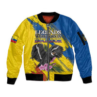 Personalized Ecuador Sleeve Zip Bomber Jacket Andean Condor With Phalaenopsis Orchid - Wonder Print Shop