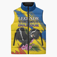 Personalized Ecuador Sleeveless Puffer Jacket Andean Condor With Phalaenopsis Orchid - Wonder Print Shop