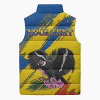 Personalized Ecuador Sleeveless Puffer Jacket Andean Condor With Phalaenopsis Orchid - Wonder Print Shop