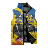 Personalized Ecuador Sleeveless Puffer Jacket Andean Condor With Phalaenopsis Orchid - Wonder Print Shop