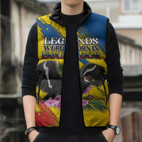 Personalized Ecuador Sleeveless Puffer Jacket Andean Condor With Phalaenopsis Orchid - Wonder Print Shop